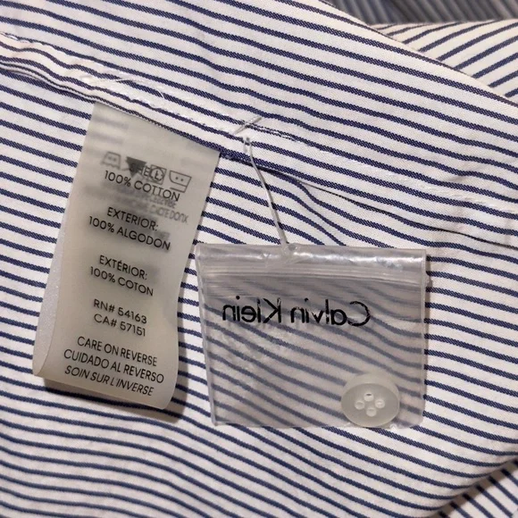 Calvin Klein Women’s Classic Blue and White Striped Shirt - Picture 6 of 8